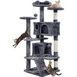 Yaheetech Kratzbaum Stabiler Katzenbaum Katzenkratzbaum Katzenmöbel, Kletterbaum für Katzen Höhe 137 cm, Dunkelgrau