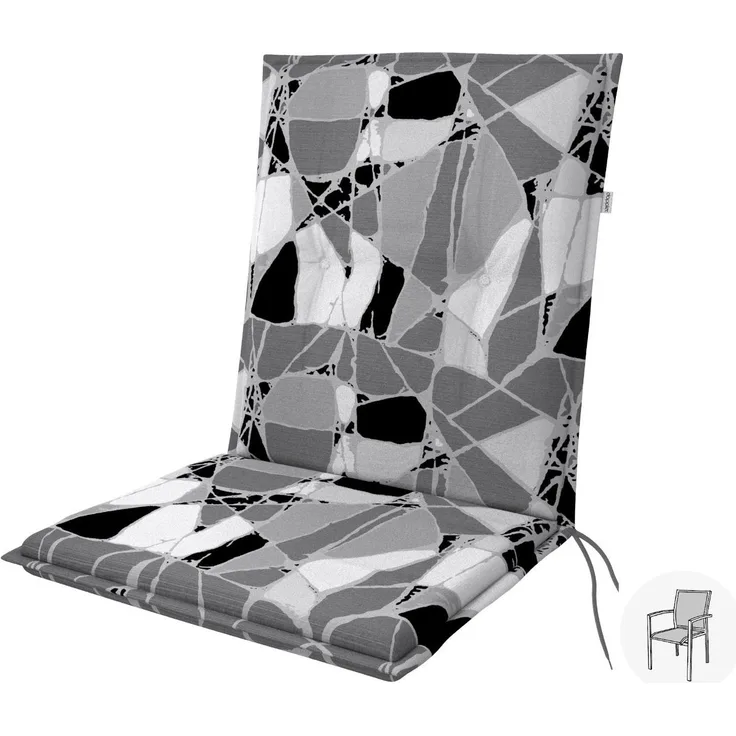 Doppler Sitzauflage "Living" Low, schwarz-grau gemustert, für Niederlehner (100 x 48 x 6 cm)