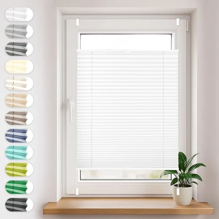 Sonello Plissee Klemmfix ohne Bohren 60cm x 220cm Weiß Faltrollo Plisseerollo Jalousie für Tür & Fenster Blickdicht Sichtschutz Sonnenschutz Fertifplissee Rollo – Bild 1