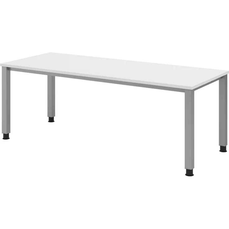 bümö manuell höhenverstellbarer Schreibtisch 200x80 cm in weiß - PC Tisch höhenverstellbar & groß, höhenverstellbarer Tisch Büro, großer Computertisch verstellbar, QS-20-W – Bild 1