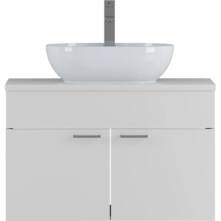 Badplaats Waschbeckenunterschrank Colorado 80 x 46 cm Weiß Matt - Hängender Badezimmerschrank mit 2 Schubladen – Bild 3
