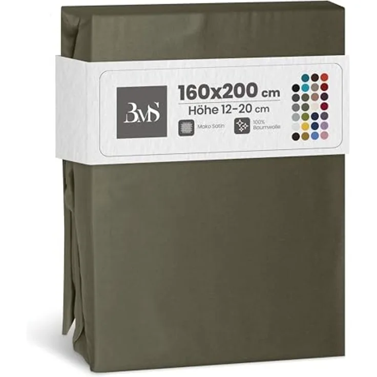 Mako-Satin Spannbettlaken dark olive 160x200cm