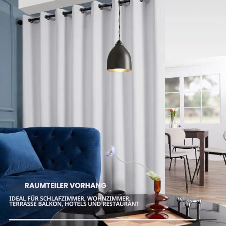 Deconovo Verdunkelnde Gardinen mit Ösen Blickdicht Türvorhang Silber Grau | 1 Stück, H214 x B254 cm, Hitzeschutz Gardine, Blackout Curtain, Sichtschutz, Thermovorhang für Schlafzimmer und Wohnzimmer – Bild 5