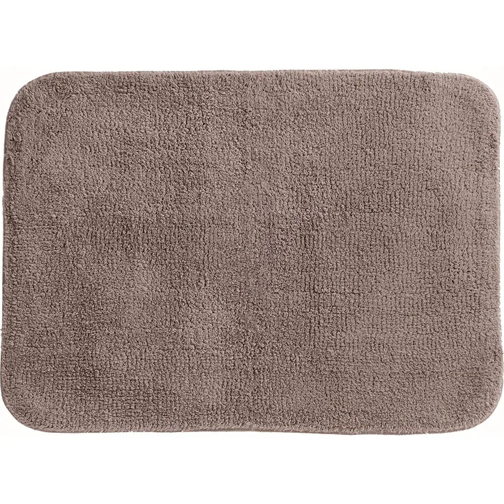 Spirella Badteppich Badematte Duschvorleger CAMPUS 100% Baumwolle Hochflor | flauschig | rutschhemmend | geeignet für Fußbodenheizung | 50x70 cm | Taupe