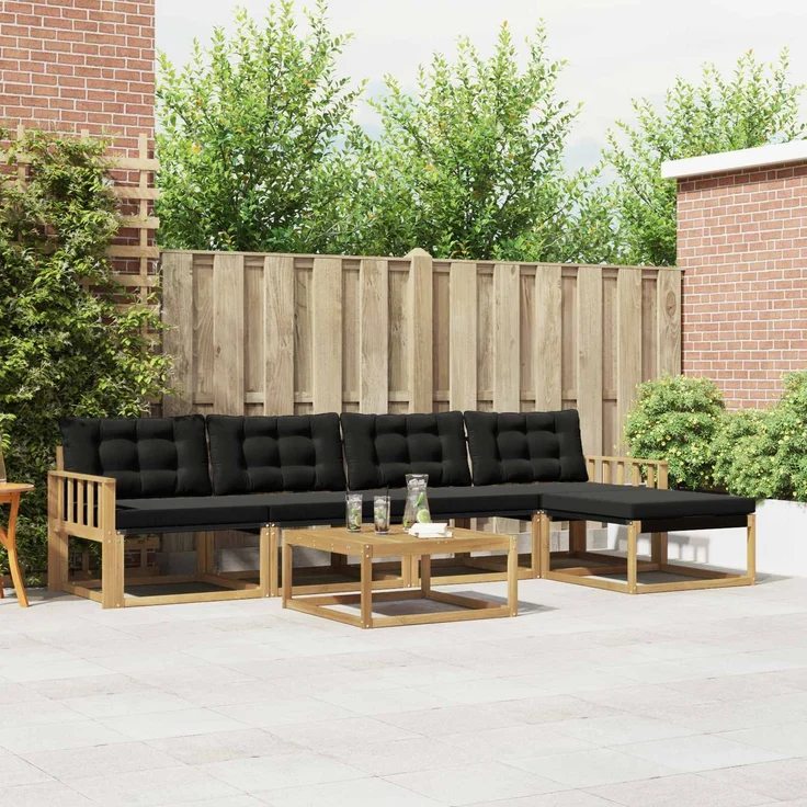 vidaXL Outdoor-Sofagarnitur 6 stk. 4-Sitzer Weiß und Schwarz 3388610 – Bild 1