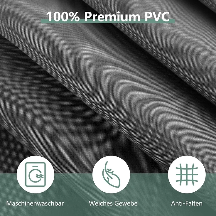 Duschvorhang 240x200cm Anti-Schimmel Badvorhang PVC Textil Dunkelgrau – Bild 3