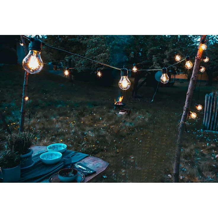 hellum LED Party Lichterkette außen, Lichterkette Glühbirnen warmweiß mit 10 Lampen, beleuchtete Länge 4,5m, 59 lm Partybeleuchtung Zimmer Garten Balkon Party Innen und Außen 577884 – Bild 7