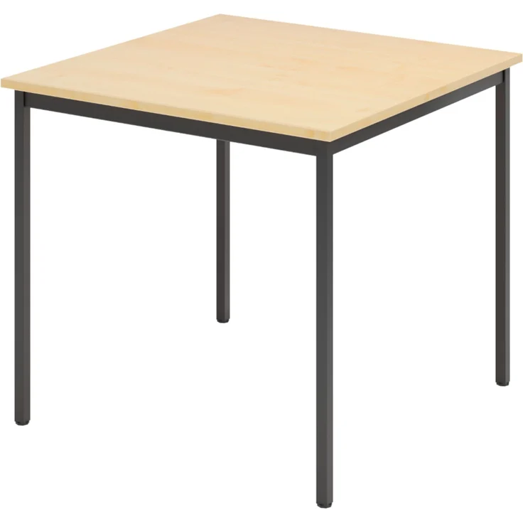bümö Tisch klein, Multifunktionstisch, 80 x 80 cm in Ahorn/Schwarz - Beistelltisch, Bistrotisch, Esstisch, Pausentisch, Mehrzwecktisch Tischsystem für Warteraum, Pausenraum & Co, VS08-3-D – Bild 1