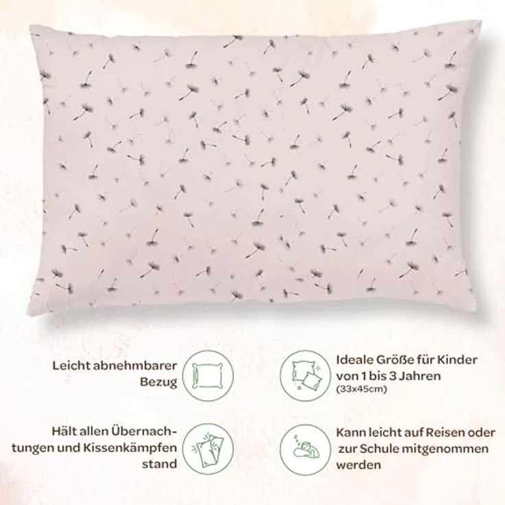 SUPERBE BEBE Kinderkissen Mit Kopfkissenbezug Baumwolle - Kissen für Kinder 1 bis 3 Jahre Größe 33x45 cm - Weiches Kissen Hypoallergen Maschinenwaschbar Ideal Fürs Bett oder Auf Reisen EIN Nickerchen – Bild 3