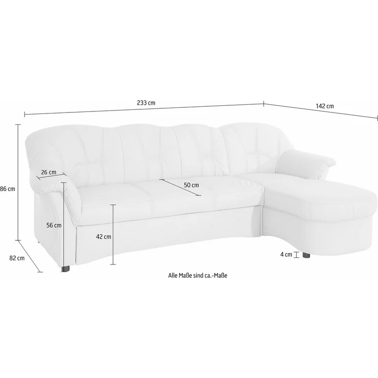 DOMO collection Ecksofa Flores Schlafsofa, B/T/H: 233/142/86 cm, L-Form, wahlweise mit Bettfunktion, wahlweise mit Federkern, auch in Leder – Bild 3
