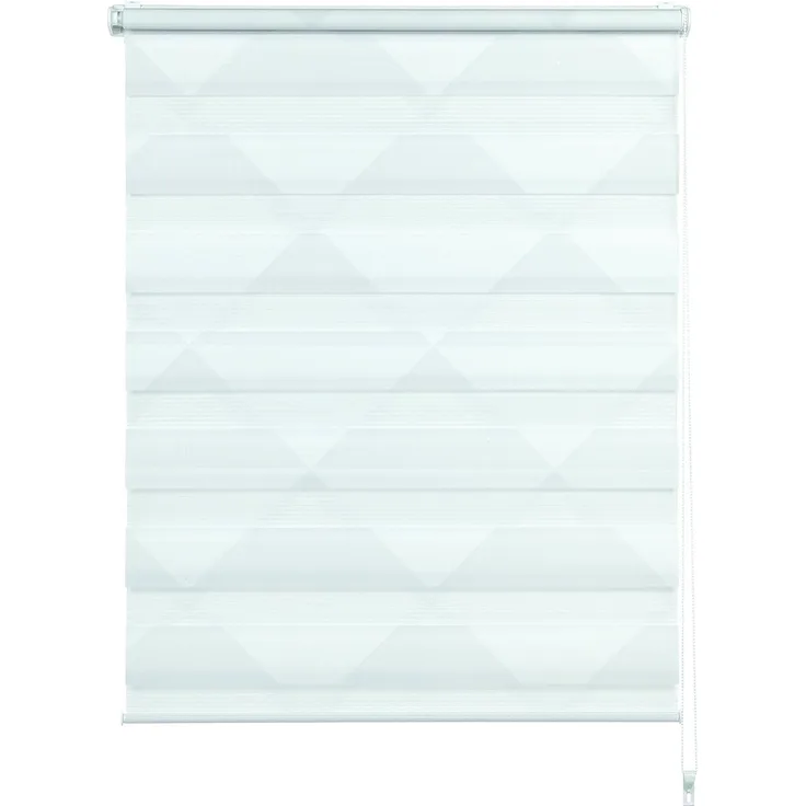 Gardinia EASYFIX Doppelrollo Triangle weiß | grau, Kleben, Klemmen, verstellbar, Lichtdosierung