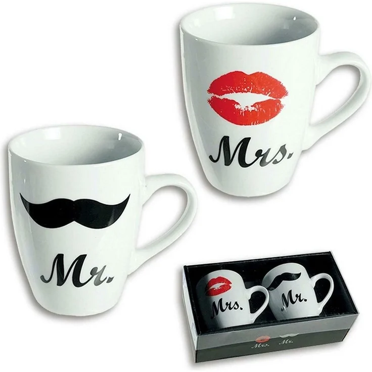 HIT Trading Tasse Mr. und Mrs. Kaffeetasse, Porzellan – Bild 1