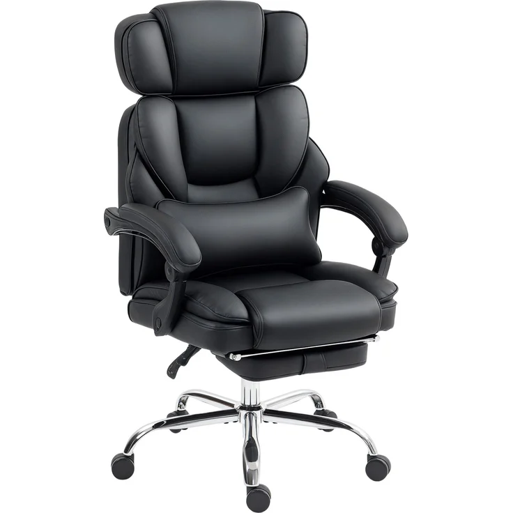 MELAYR, Bürostuhl Ergonomischer Höhenverstellbarer Drehstuhl mit Lendenwirbelstütze, Armlehne, 72 x 69 x 126 cm, Schwarz – Bild 2