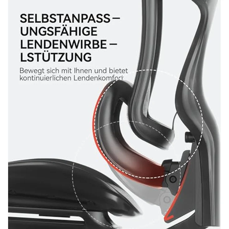 SIHOO Doro C300 Ergonomischer Bürostuhl mit ultraweichen 3D-Armlehnen, dynamischer Lordosenstütze, Verstellbarer Rückenlehne (Schwarz) – Bild 11