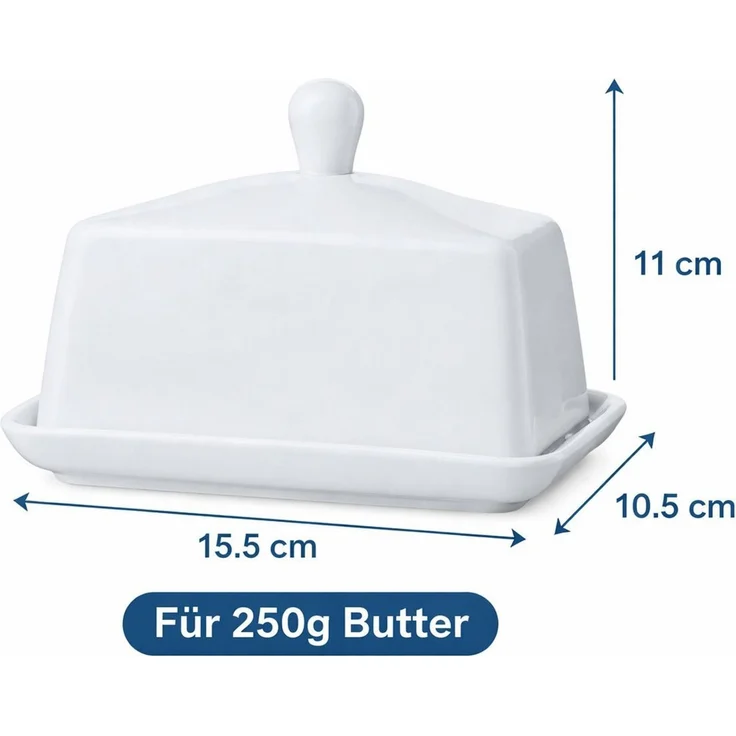 Maxwell & Williams Butterdose Maxwell & Williams Butterdose White Basics aus Porzellan 250 g, Porzellan, (2-tlg), Zeitloses Design aus hochwertigem Porzellan für 250 g Butter – Bild 2