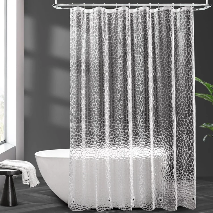 Duschvorhang Transparent 180x200cm Wasserdicht mit Magneten Hexagon Muster – Bild 1