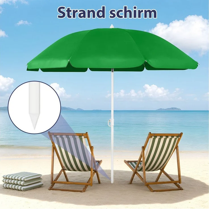 SUNULA Sonnenschirm Ø140/Ø160 cm Balkonschirm Rund Strandschirm mit Schutzhülle, LxB: 140x140 cm, 140 cm mit Knickfunktion, Höhenverstellbar, Leicht zu Transportieren – Bild 2