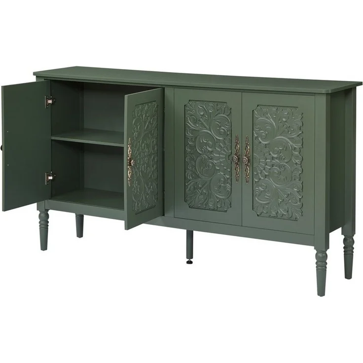 Fine Life Pro Sideboard Sideboard Vintagegrün, Relief-Schnitzerei, abgerundete Ecken – Bild 4