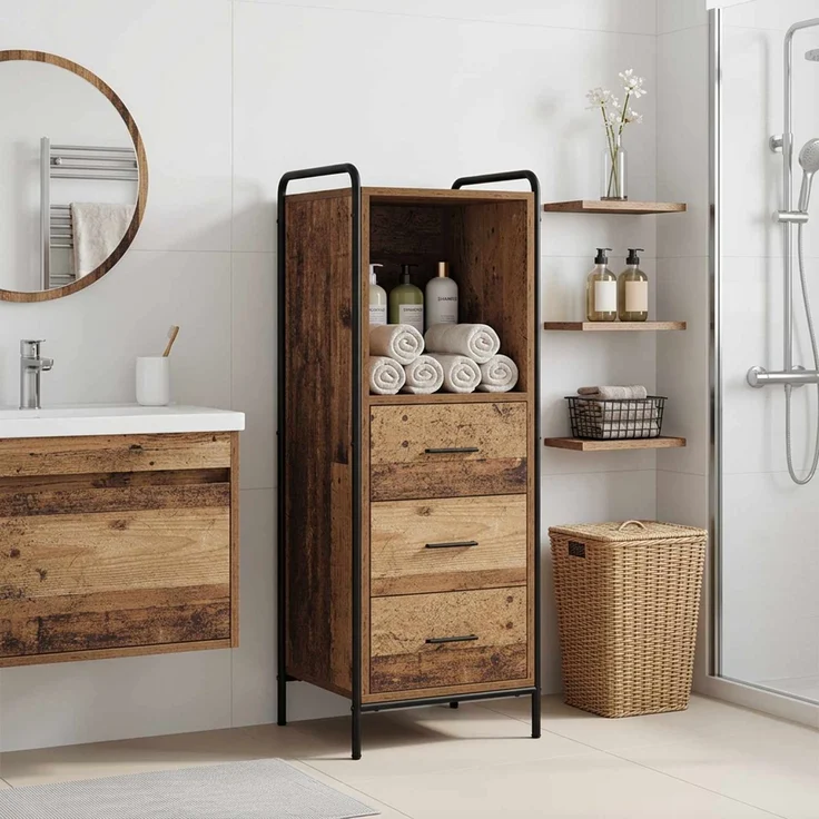 vidaXL Badezimmerschrank Altholz 40 x 36 x 109,5 cm Holzwerkstoff 8014050 – Bild 1