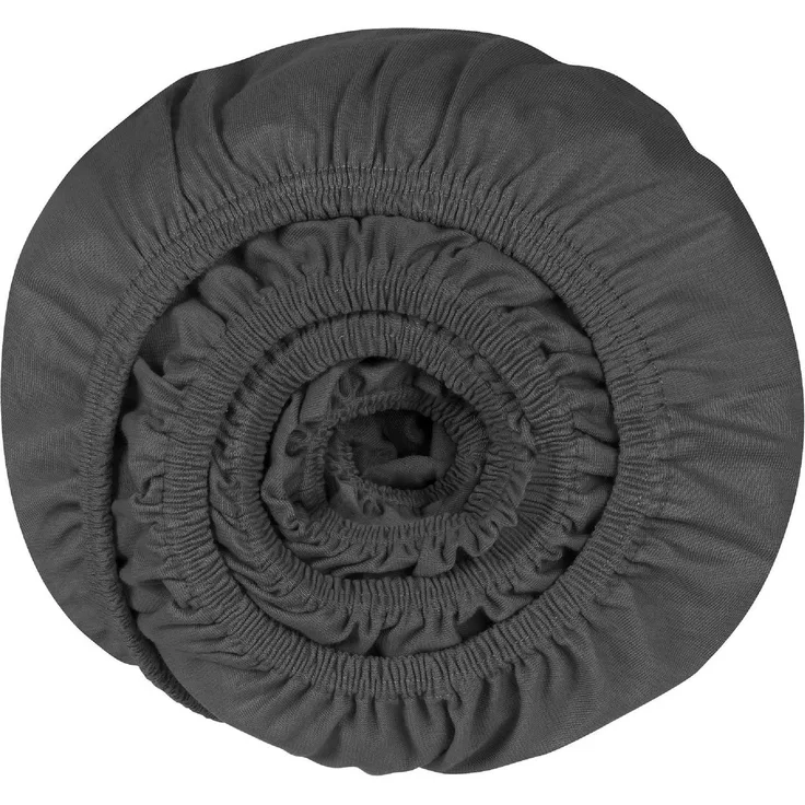 Schiesser 'Flexi' Spannbettlaken mit Gummizug, Jersey / Elasthan, Anthrazit, 180x200 cm