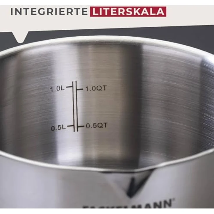 Fackelmann Kasserolle Essential Ø 16 cm, Edelstahl, ergonomischer Bakelit-Griff, für alle Herdarten geeignet, 1,5 L, Blau – Bild 7