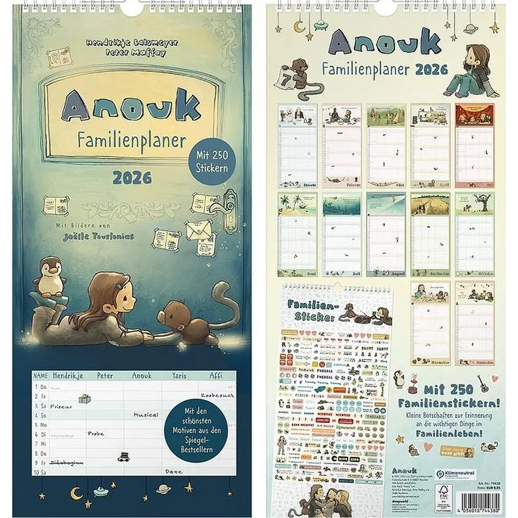 Familienplaner Familienkalender Wandkalender 2026 Sheepworld ANOUK 74438