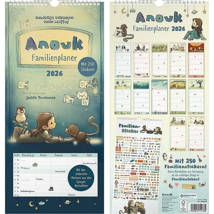 Familienplaner Familienkalender Wandkalender 2026 Sheepworld ANOUK 74438