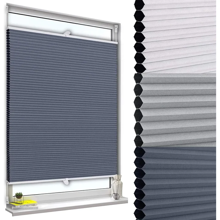 WOLTU Wabenplissee ohne Bohren Verdunklung Thermo Doppelplissee Klemmfix Zweifarbig 100x120 cm Blau-Weiß, Plissee Faltrollo Sonnen-, Sicht- & Schallschutz, Jalousie Plisseerollo für Fenster & Tür – Bild 1