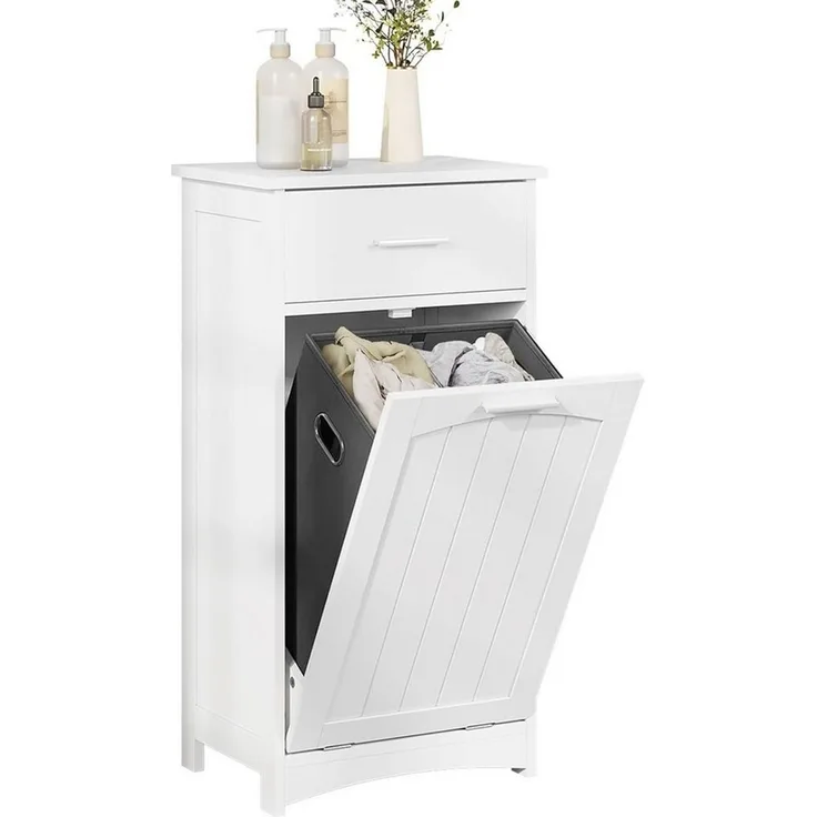 EUGAD Badkommode (1 St), Badezimmerschrank mit ausklappbarem Wäschekorb,2 Fächern