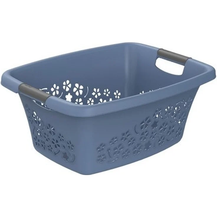 Rotho Wäschekorb Flowers 25 l horizon blue Wäschesammler Wäschebox Tragegriffe – Bild 4