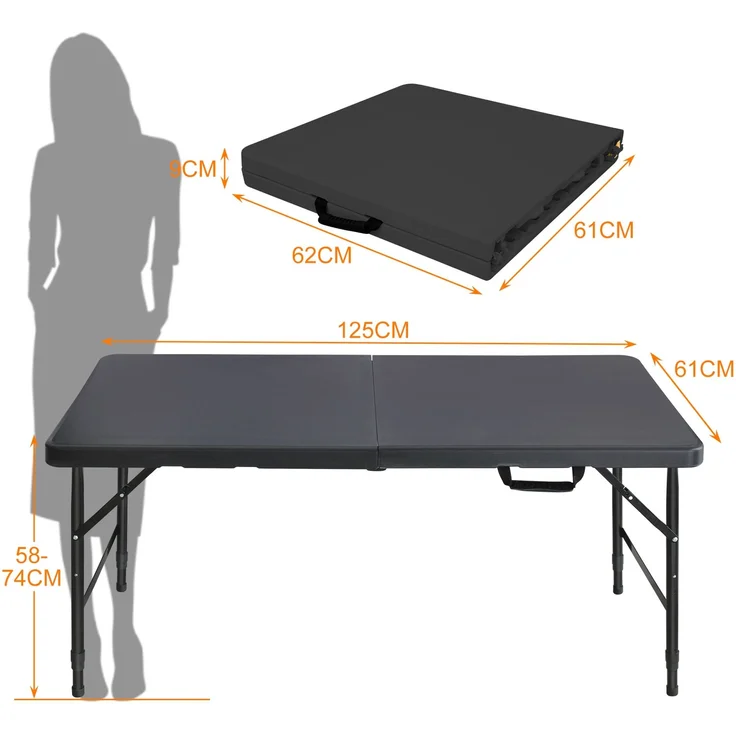 Abrihome Gartentisch 25 cm höhenverstellbar mit 135 kg Tragkraft, Schwarz, 74x61x125 cm – Bild 9
