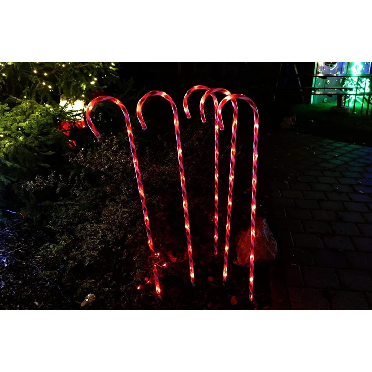 Gartenpirat LED-Lichterkette 6er-Set Zuckerrohrstab Zuckerstange Gartenstäbe Weihnachtsdeko außen – Bild 5