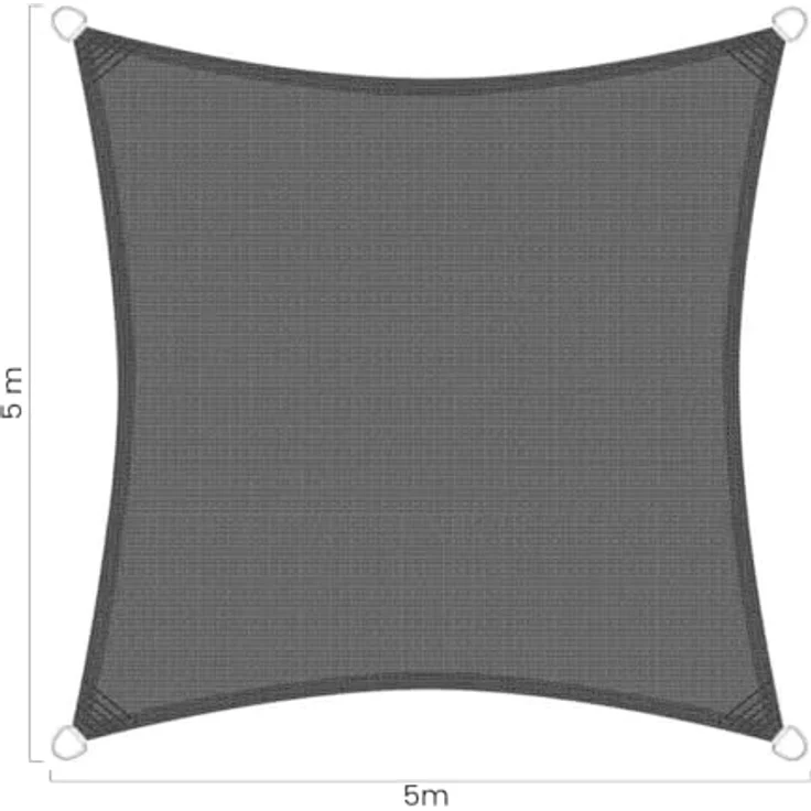 Brigros Quadratisches Sonnensegel für den Außenbereich, HDPE, 180 g/m², mit Edelstahlringen, UV-Schutz, mit Tasche, Sonnensegel für den Außenbereich – Bild 5
