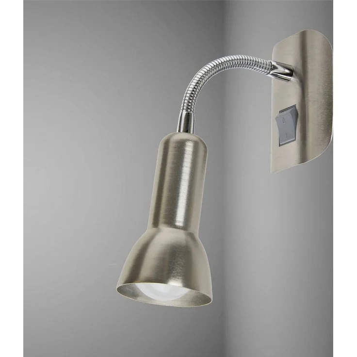 TRANGO LED Steckdosenleuchte, 11-057 LED Steckerleuchte *ANNA* Wandleuchte, Leselampe, Küchenlampe, Nachtlicht in Nickel matt inkl. 1x 5 Watt E14 LED Leuchtmittel 3000K warmweiß, Wandlampe, Küchenlampe, Steckerlampe – Bild 2