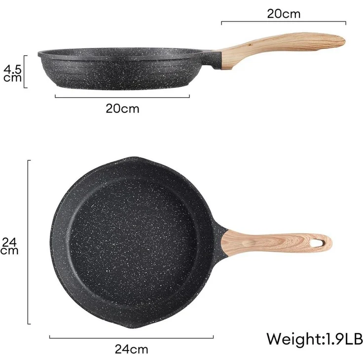 Aluminium Bratpfanne 24 cm Antihaft Induktion Gas robust langlebig Handgriff – Bild 2