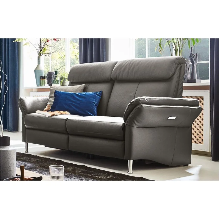 Sofa 3-Sitzer FABIO Leder grau vollmotorische Relaxfunktion
