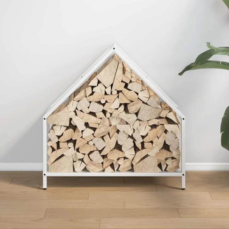 vidaXL Brennholzregal Weiß 60x25x60 cm Kaltgewalzter Stahl 864304 – Bild 2