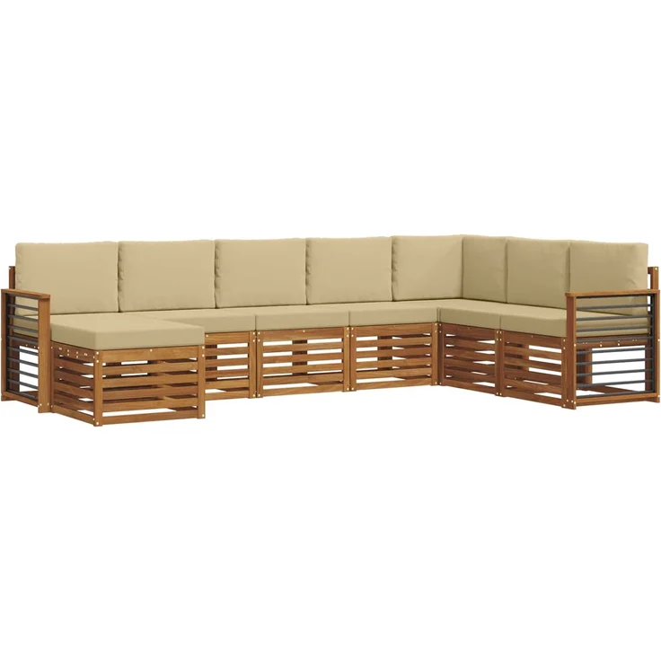 vidaXL Outdoor-Sofagarnitur 8 stk. 8-Sitzer Natur und Beige 3375303 – Bild 2