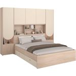 Vente-unique - DOMELITO Bett Holz, Platte BeigeBeige - B 243 cm x H 202,8 cm x L 265,2 cm