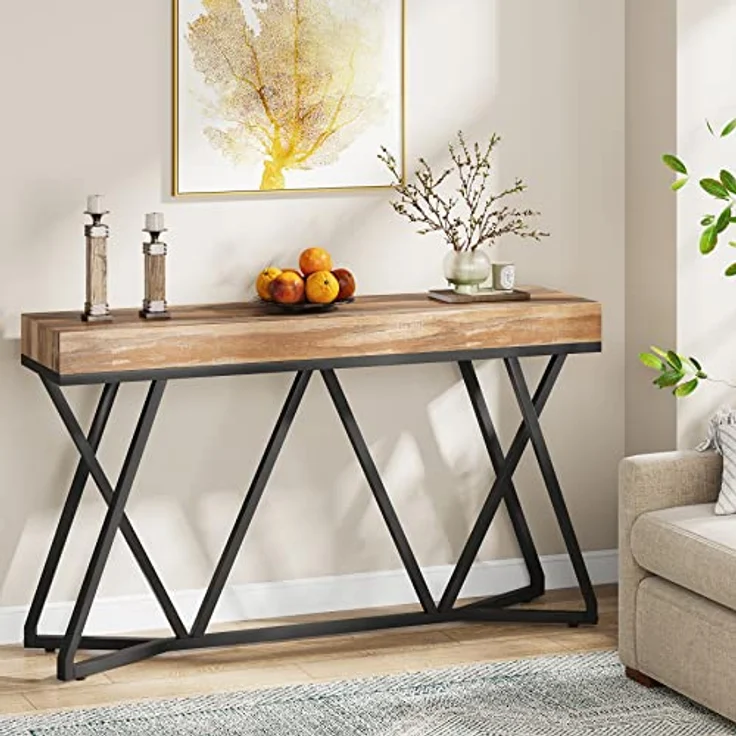 LITTLE TREE Sofa Console Table with Unique Metal Base, Entryway Table Behind Couch Table – Bild 5