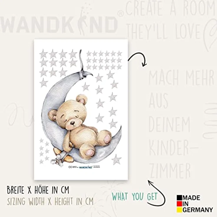 WANDKIND Wandtattoo Bär auf dem Mond V265 (Bär) – Bild 3