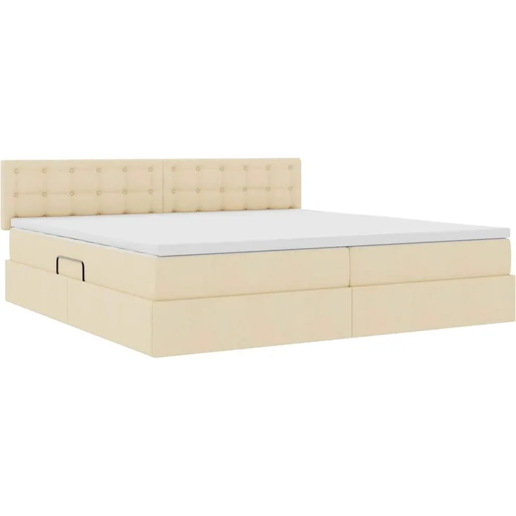 vidaXL LED-Speicherbett mit Matratze Creme 200 x 200 cm Stoff 3371296 – Bild 6