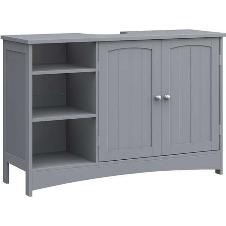 Vasagle Waschbeckenunterschrank höhenverstellbare Ablagen, 90 x 30 x 60 cm, Taubengrau – Bild 2