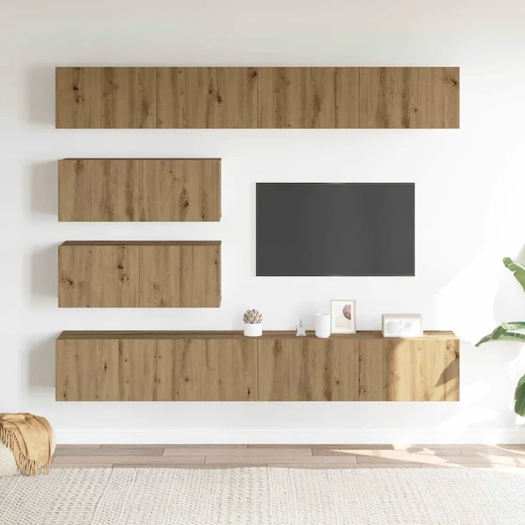 vidaXL 6-tlg. TV-Schrank-Set Wandmontage Artisan-Eiche Holzwerkstoff 3329150 – Bild 2