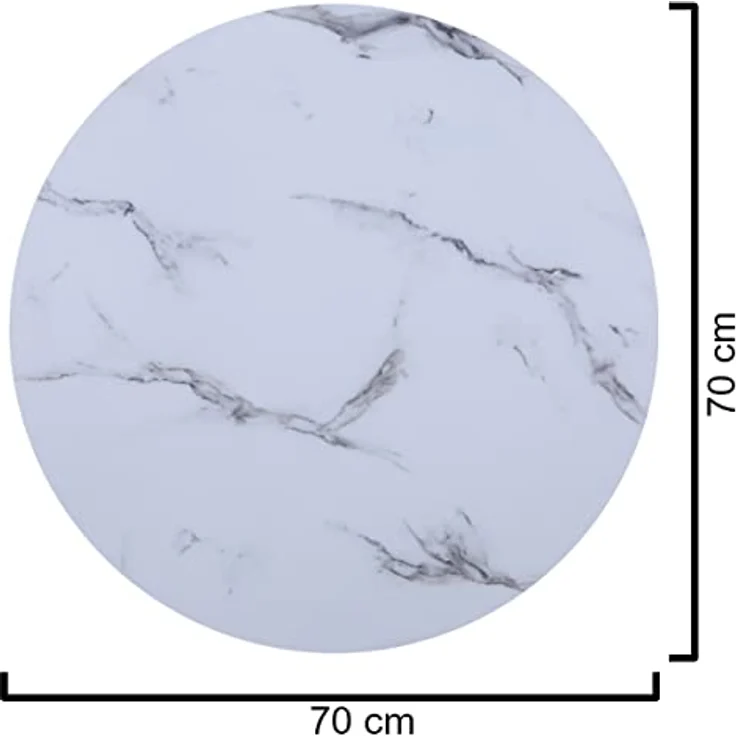 HOOZ Tischplatte aus Glas Ø 70 x 0,6 cm (Marmorweiß, 1 St, ESG-Sicherheitsglas), mit hochwertigem Facettenschliff – Bild 3