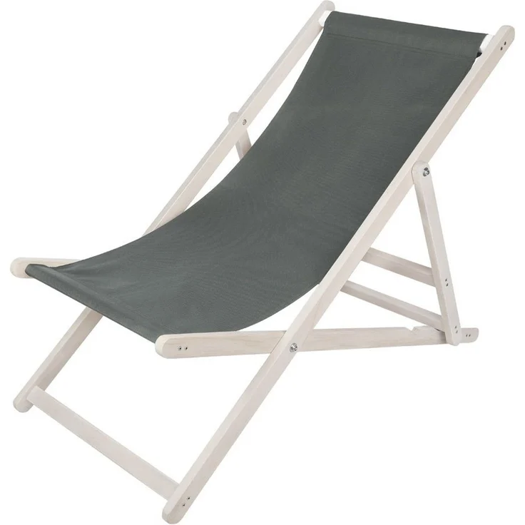 Liegestuhl Strandliege Weiß Gartenliege Klappbar Sonnenliege Holz Anthrazit – Bild 1