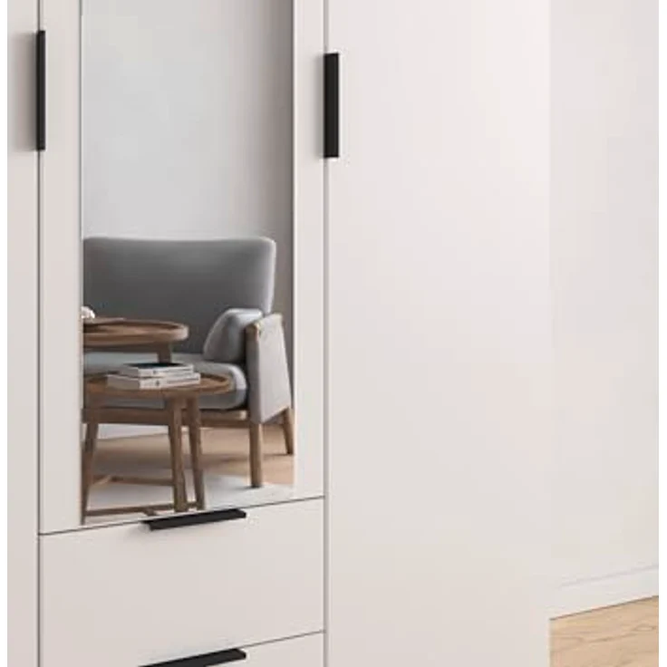 Rauch Möbel Lagoa, Kleiderschrank, Garderobe für Schlafzimmer, Kinderzimmer, Jugendzimmer 2-türig mit Spiegel, 2 Schubladen, mit Zubehör Premium, Farbe Weiß, Breite 91 – Bild 10