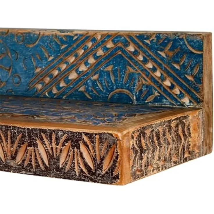 Mangoholz Wandboard Blue Lagoon: Südsee Flair fürs Bad, Farbige Unikate, 70x16x23 cm – Bild 5