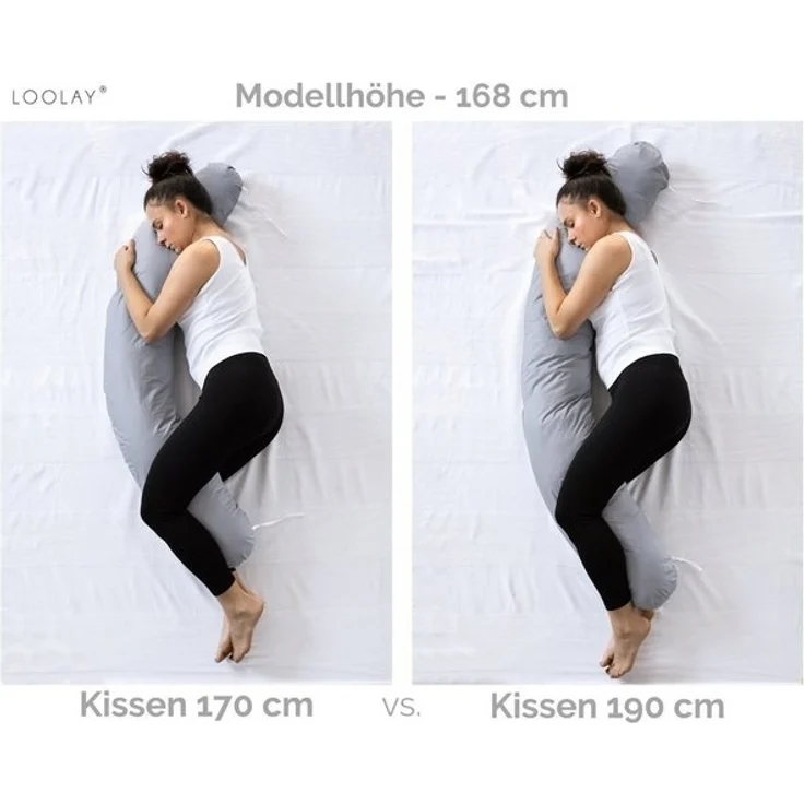 Loolay Seitenschläferkissen BEIGE Baumwolle/ MINKY Schwangerschaftskissen Stillkissen M/L o. L/XL, WEICH oder EPS Kügelchen Füllung, 170 oder 190 cm SIZE-Standard, Stillkissen + Kissenbezug abnehmbar mit Reißverschluss!, LOOLAY® 100% Europäische Stoffe... – Bild 4