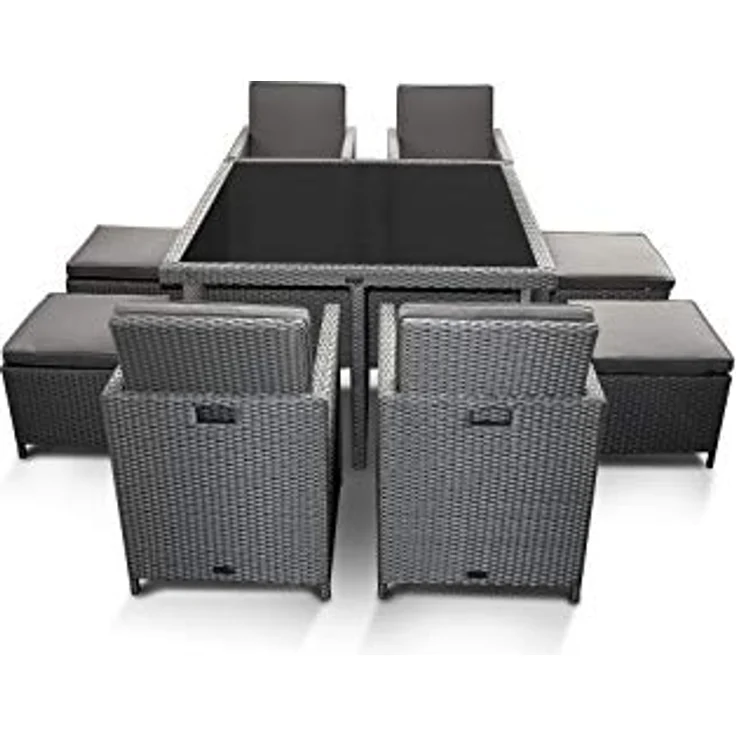 Ragnarök Möbel-Design Garten-Essgruppe Esstisch Set Heimdall 4+4, (Set, Polyrattan, Alu, Würfelsystem) – Bild 3
